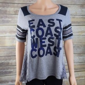 Free People Grey & Navy East Coast West Coast T-Shirt